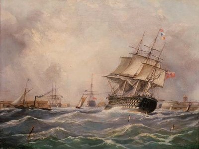İngiliz Savaş Gemisi Portsmouth açıklarında by Thomas (attr. to) Buttersworth