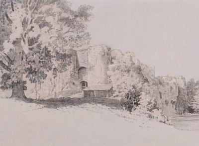 Chepstow Kalesi (guaj zemin üzerine kalem, fırça ve mürekkep) by Thomas (attr. to) Tudor