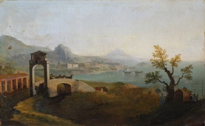 Akdeniz kıyı sahneleri (tuval üzerine yağlıboya) by Thomas (circle of) Marlow