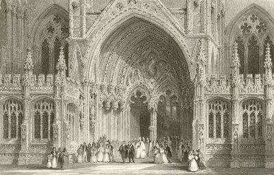 Entrance to Lincoln Cathedral  by Thomas Allom