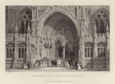 Lincoln Katedrali'ne giriş by Thomas Allom