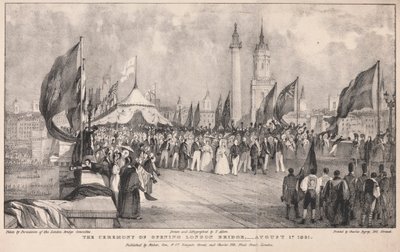 Arka planda Eski Londra Köprüsü ile Londra Köprüsü Açılış Töreni by Thomas Allom