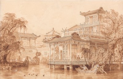 Kanton yakınlarındaki bir Çinli Tüccar Evi by Thomas Allom
