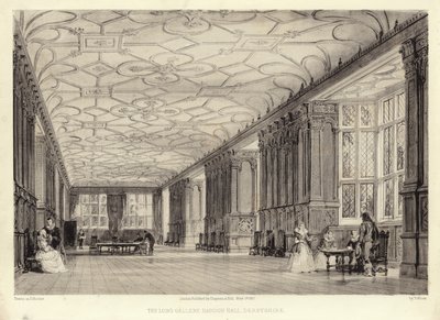 Uzun Galeri, Haddon Hall, Derbyshire (lithotint) by Thomas Allom