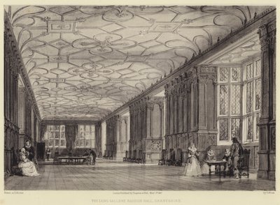 Uzun Galeri, Haddon Salonu, Derbyshire by Thomas Allom
