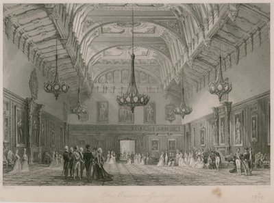 Waterloo Galerisi, Buckingham Sarayı. 1840 yayınlandı by Thomas Allom