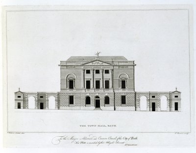 Belediye Binası, Bath, T. Bonnor tarafından oyulmuş by Thomas Baldwin