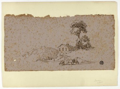 İnekler Ön Planda Dağlarda Çiftlik Evi by Thomas Barker