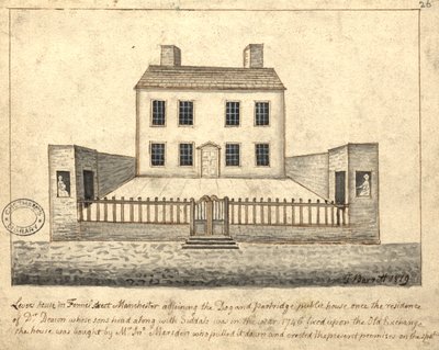 Levers House, Manchester, 1819 (kalem ve mürekkep ve kağıt üzerinde yıkama) by Thomas Barritt