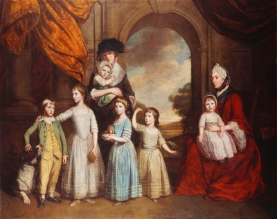 Korkak Çocukların Grup Portresi, tam boy, Ötesi Manzaralı Bir Kemerden Önce, 1776 by Thomas Beach