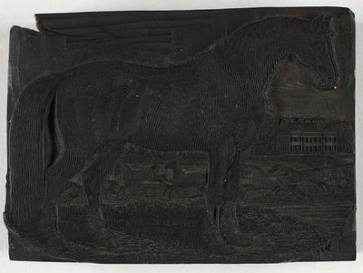 Dört Ayaklıların Genel Tarihinden Kara At için Tahta Blok by Thomas Bewick