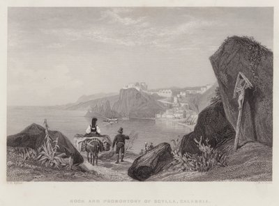 Kaya ve Scylla Burnu, Calabria, İtalya (gravür) by Thomas Brabazon Aylmer