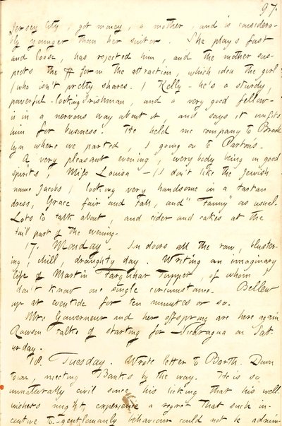 Thomas Butler Gunn Diaries- Cilt 8, sayfa 104, 16-18 Kasım 1856 by Thomas Butler Gunn