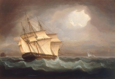 Bir İngiliz firkateyni bir Fransız kesiciyi kovalıyor by Thomas Buttersworth
