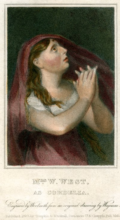 Bayan W West, Cordelia rolünde, 1820. by Thomas Charles Wageman