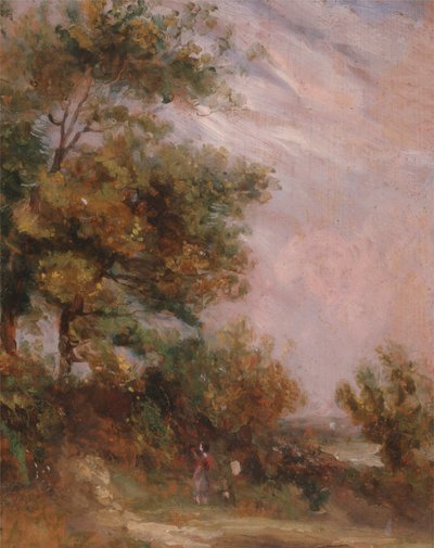 Ağaçlar ve Figür ile Manzara by Thomas Churchyard