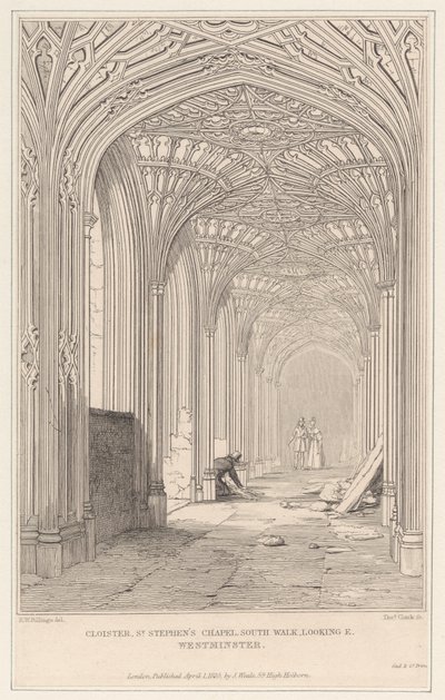 Manastır, Aziz Stephen Şapeli, South Walk, E. Westminster'a bakıyor by Thomas Clark