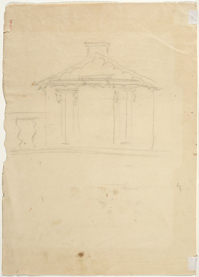 Free Hand Drawing of Elevation of New Studio at Cedar Grove by Thomas Cole