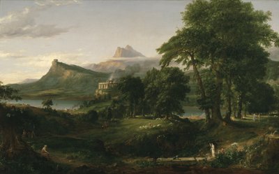 İmparatorluğun Seyri: Arkadyalı veya Pastoral Devlet, 1836 dolayları (tuval üzerine yağlı boya) by Thomas Cole