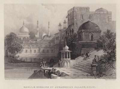 Baoli ve Jehanghir Sarayı Kalıntıları, Delhi (renkli taş) by Thomas Colman (after) Dibdin