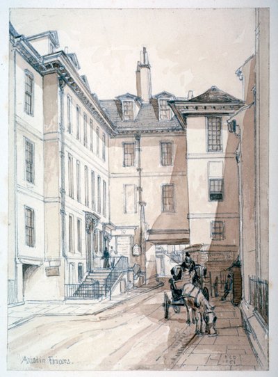 Austin Friars Caddesi, Londra Şehri, 1851. by Thomas Colman Dibdin