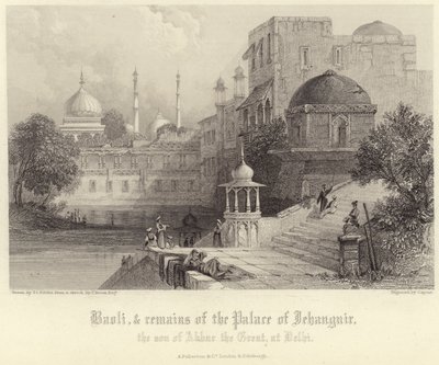 Baoli ve Jehanguir Sarayı kalıntıları by Thomas Colman Dibdin