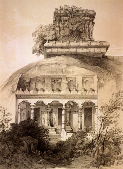 Yapısal Vimana ile Mağara, Mahavellipore by Thomas Colman Dibdin