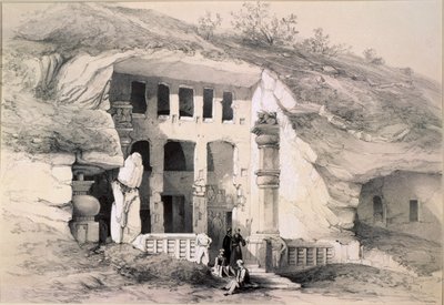 Kannari, Büyük Chaitya Mağarasının Dışı, 1845 by Thomas Colman Dibdin