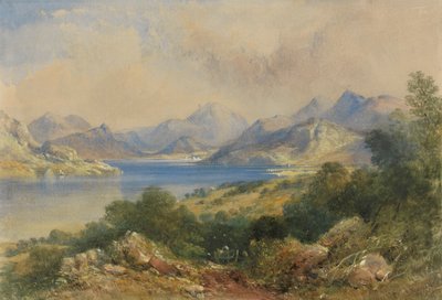 Bir göl ile dağlık Sahne by Thomas Colman Dibdin