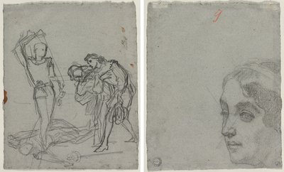 Maskeli Balodan sonra düello (rekto); Bir Kadının Başı (versi) by Thomas Couture