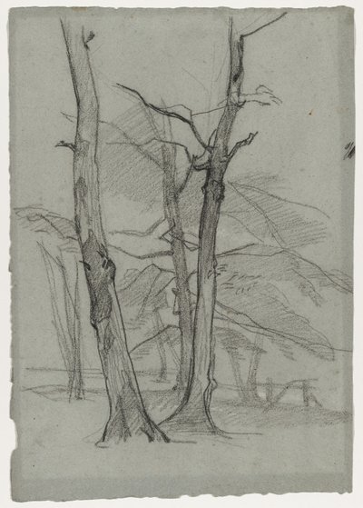 Ağaçlarla Peyzaj Çalışması, c. 1870-1875. by Thomas Couture