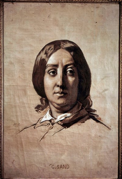 Georges Sand'in Portresi (1804-1876) (Aurore Dupin, Baronne Dudevant) Fransız yazar Çizim Thomas Couture (1815-1879) 1859 Güneş. 0.61x0.4 m Versay, kale müzesi by Thomas Couture