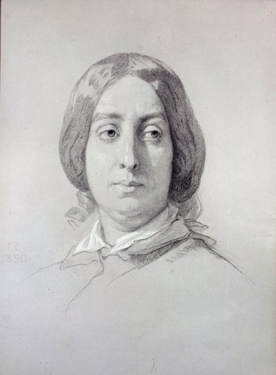 Harflerin Kadını Portresi George Sand (1804-1876) Aurore Dupin, Baronne Dudevant Çizimi, Thomas Couture (1815-1879) 1844 Paris, Romantik Yaşam Müzesi by Thomas Couture