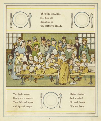 A group of children seated around a dining table  by Thomas Crane