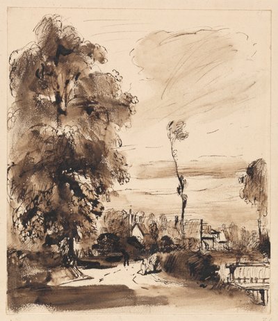 Kulübelerle Bir Kır Yolu by Thomas Creswick