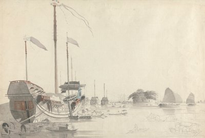 Dutch Folly Fort, Canton yakınlarındaki tekneler by Thomas Daniell
