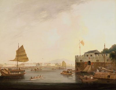 The Hongs, Canton (tuval üzerine yağlı boya) by Thomas Daniell