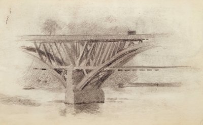 Girard Avenue Bridge Verso Çizimi Bir Kürek, c. 1871. by Thomas Eakins