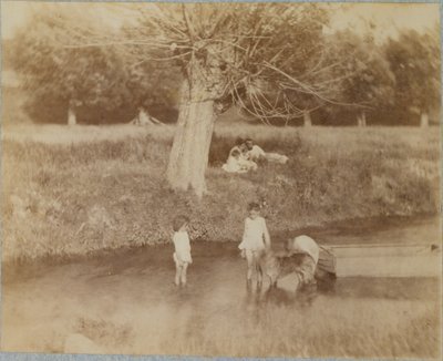 [Üç Çocuk ve Derede Oynayan Bir Köpek, 4 Temmuz 1883], 1883., 1883. by Thomas Eakins