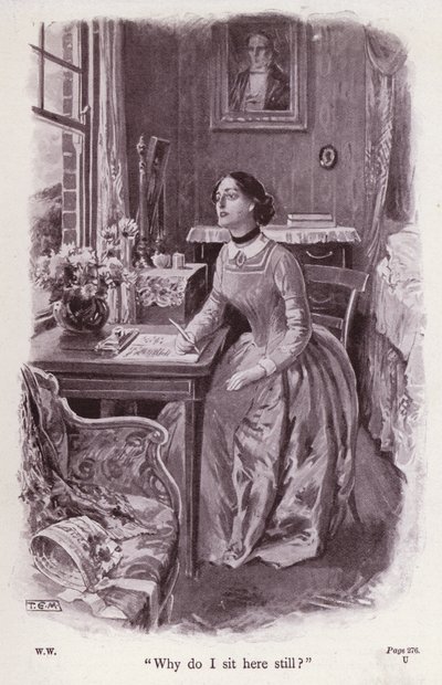 Wilkie Collins tarafından Beyazlı Kadın için İllüstrasyon (litho) by Thomas Eyre Macklin