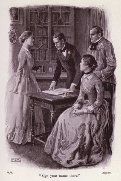 Wilkie Collins tarafından Beyazlı Kadın için İllüstrasyon (litho) by Thomas Eyre Macklin
