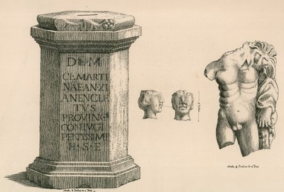 Roma işçiliğinin Herkül heykelinin bir kaidesi ve parçası by Thomas Fisher Hoxton