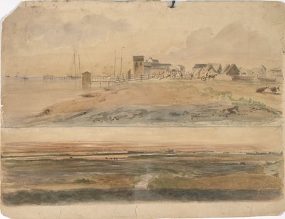Uzakta Lavaca Noktası ile Indianola, Texas ve Indianola, 16 Mayıs 1852 (kağıt üzerine suluboya) by Thomas Flintoff