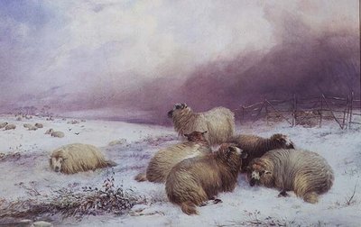Koyunlu Bir Kış Manzarası by Thomas Francis Wainewright