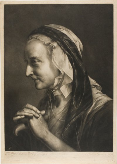 Gerçek Boyutlu Kafalardan Bastona Yaslanmış Yaşlı Kadın by Thomas Frye