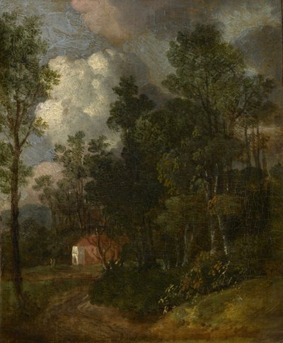 Bir Evden Figürlerle Ormanlık Bir Manzara, c.1752 by Thomas Gainsborough