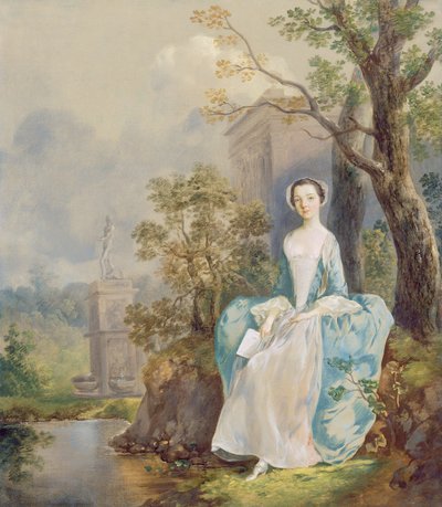 Parkta Oturan Kitaplı Kız, yaklaşık 1750 (tuval üzerine yağlı boya) by Thomas Gainsborough