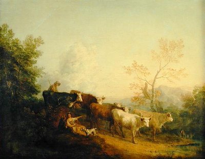 Sığırları Direklere Götüren Çoban (tuval üzerine yağlı boya) by Thomas Gainsborough
