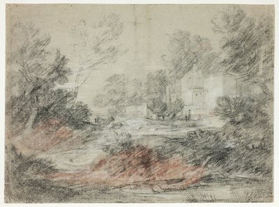 Dere Kenarındaki Binalarla Peyzaj by Thomas Gainsborough