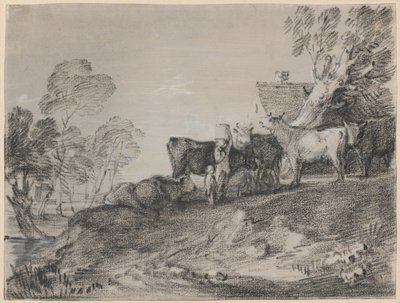 Bir Kulübenin Yanında Sığır ile Manzara by Thomas Gainsborough
